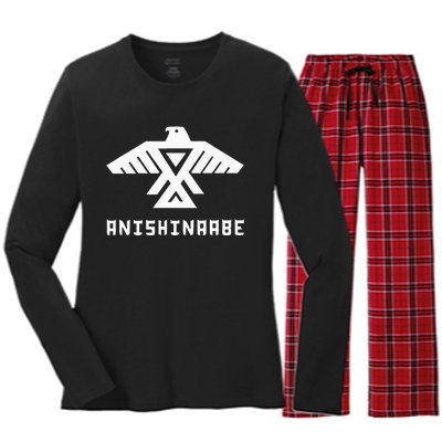 Anishinaabe First Nations Thunderbird Ojibwe Indigenous Women's Long Sleeve Flannel Pajama Set 