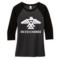 Anishinaabe First Nations Thunderbird Ojibwe Indigenous Women's Tri-Blend 3/4-Sleeve Raglan Shirt