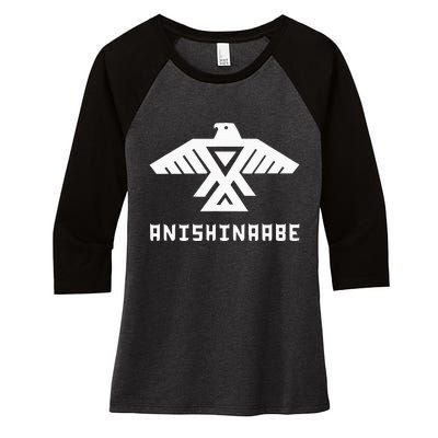 Anishinaabe First Nations Thunderbird Ojibwe Indigenous Women's Tri-Blend 3/4-Sleeve Raglan Shirt