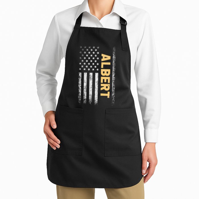 Albert First Name Albert Name American Flag Full-Length Apron With Pockets
