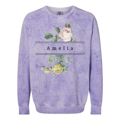 Amelia First Name Vintage Roses Wedding Shower Rose Gift Colorblast Crewneck Sweatshirt