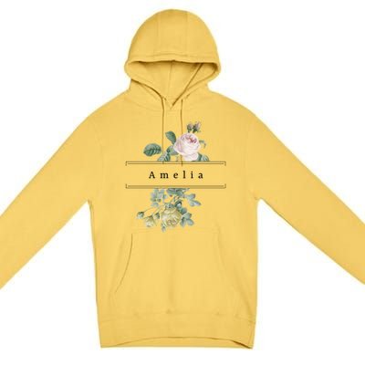 Amelia First Name Vintage Roses Wedding Shower Rose Gift Premium Pullover Hoodie