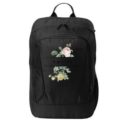 Amelia First Name Vintage Roses Wedding Shower Rose Gift City Backpack