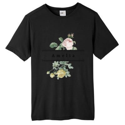 Amelia First Name Vintage Roses Wedding Shower Rose Gift Tall Fusion ChromaSoft Performance T-Shirt