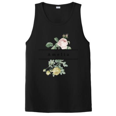 Amelia First Name Vintage Roses Wedding Shower Rose Gift PosiCharge Competitor Tank