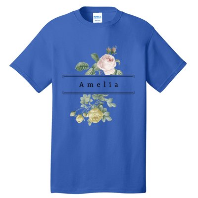 Amelia First Name Vintage Roses Wedding Shower Rose Gift Tall T-Shirt