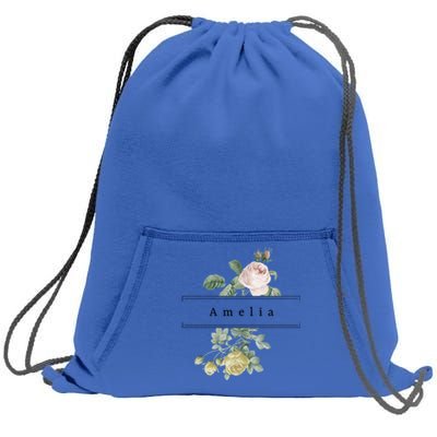 Amelia First Name Vintage Roses Wedding Shower Rose Gift Sweatshirt Cinch Pack Bag