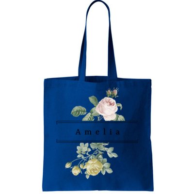 Amelia First Name Vintage Roses Wedding Shower Rose Gift Tote Bag