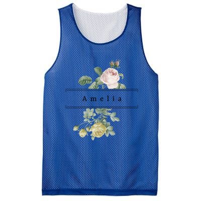 Amelia First Name Vintage Roses Wedding Shower Rose Gift Mesh Reversible Basketball Jersey Tank