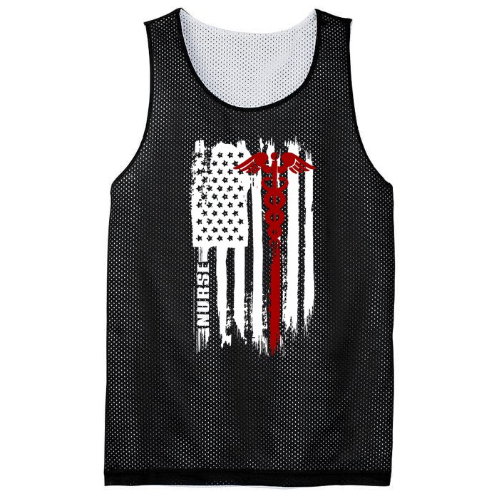 American Flag Nurse Usa Nurses Gift Mesh Reversible Basketball Jersey Tank