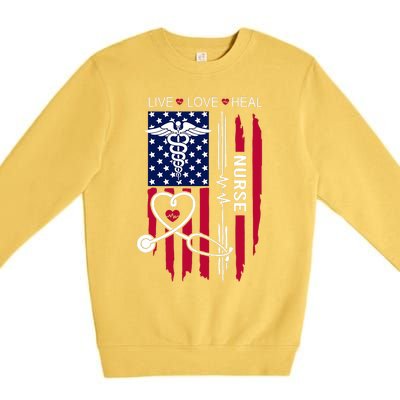 American Flag Nurse Day Gifts Week Gift Nurse NurseS Day Premium Crewneck Sweatshirt