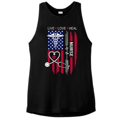 American Flag Nurse Day Gifts Week Gift Nurse NurseS Day Ladies PosiCharge Tri-Blend Wicking Tank