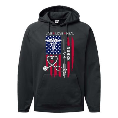 American Flag Nurse Day Gifts Week Gift Nurse NurseS Day Performance Fleece Hoodie