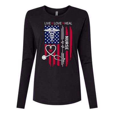 American Flag Nurse Day Gifts Week Gift Nurse NurseS Day Womens Cotton Relaxed Long Sleeve T-Shirt