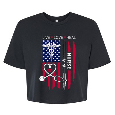 American Flag Nurse Day Gifts Week Gift Nurse NurseS Day Bella+Canvas Jersey Crop Tee