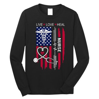 American Flag Nurse Day Gifts Week Gift Nurse NurseS Day Long Sleeve Shirt