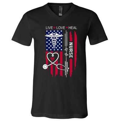 American Flag Nurse Day Gifts Week Gift Nurse NurseS Day V-Neck T-Shirt