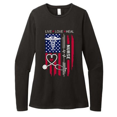 American Flag Nurse Day Gifts Week Gift Nurse NurseS Day Womens CVC Long Sleeve Shirt