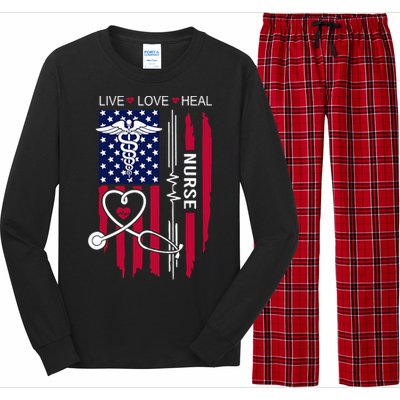 American Flag Nurse Day Gifts Week Gift Nurse NurseS Day Long Sleeve Pajama Set