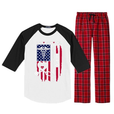 American Flag Nurse Day Gifts Week Gift Nurse NurseS Day Raglan Sleeve Pajama Set