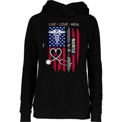 American Flag Nurse Day Gifts Week Gift Nurse NurseS Day Womens Funnel Neck Pullover Hood