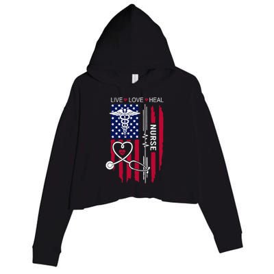 American Flag Nurse Day Gifts Week Gift Nurse NurseS Day Crop Fleece Hoodie