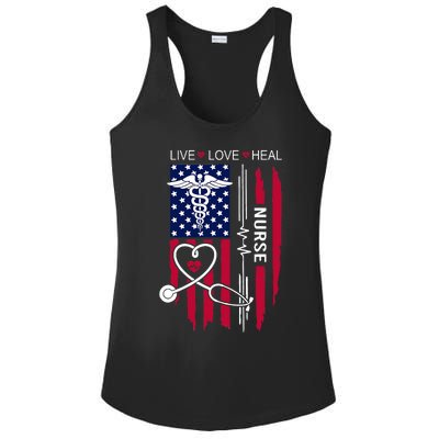 American Flag Nurse Day Gifts Week Gift Nurse NurseS Day Ladies PosiCharge Competitor Racerback Tank