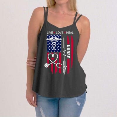 American Flag Nurse Day Gifts Week Gift Nurse NurseS Day Women's Strappy Tank