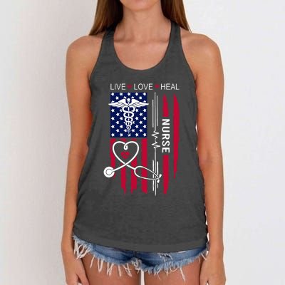 American Flag Nurse Day Gifts Week Gift Nurse NurseS Day Women's Knotted Racerback Tank