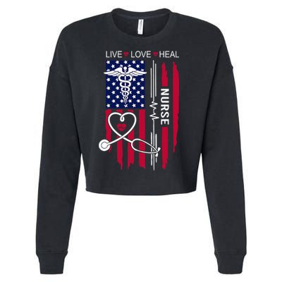 American Flag Nurse Day Gifts Week Gift Nurse NurseS Day Cropped Pullover Crew