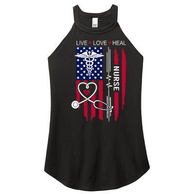 American Flag Nurse Day Gifts Week Gift Nurse NurseS Day Women’s Perfect Tri Rocker Tank