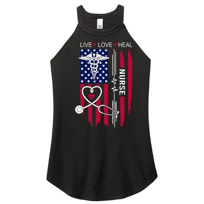 American Flag Nurse Day Gifts Week Gift Nurse NurseS Day Women's Perfect Tri Rocker Tank