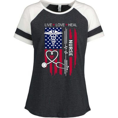 American Flag Nurse Day Gifts Week Gift Nurse NurseS Day Enza Ladies Jersey Colorblock Tee