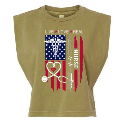 American Flag Nurse Day Gifts Week Gift Nurse NurseS Day Garment-Dyed Women's Muscle Tee