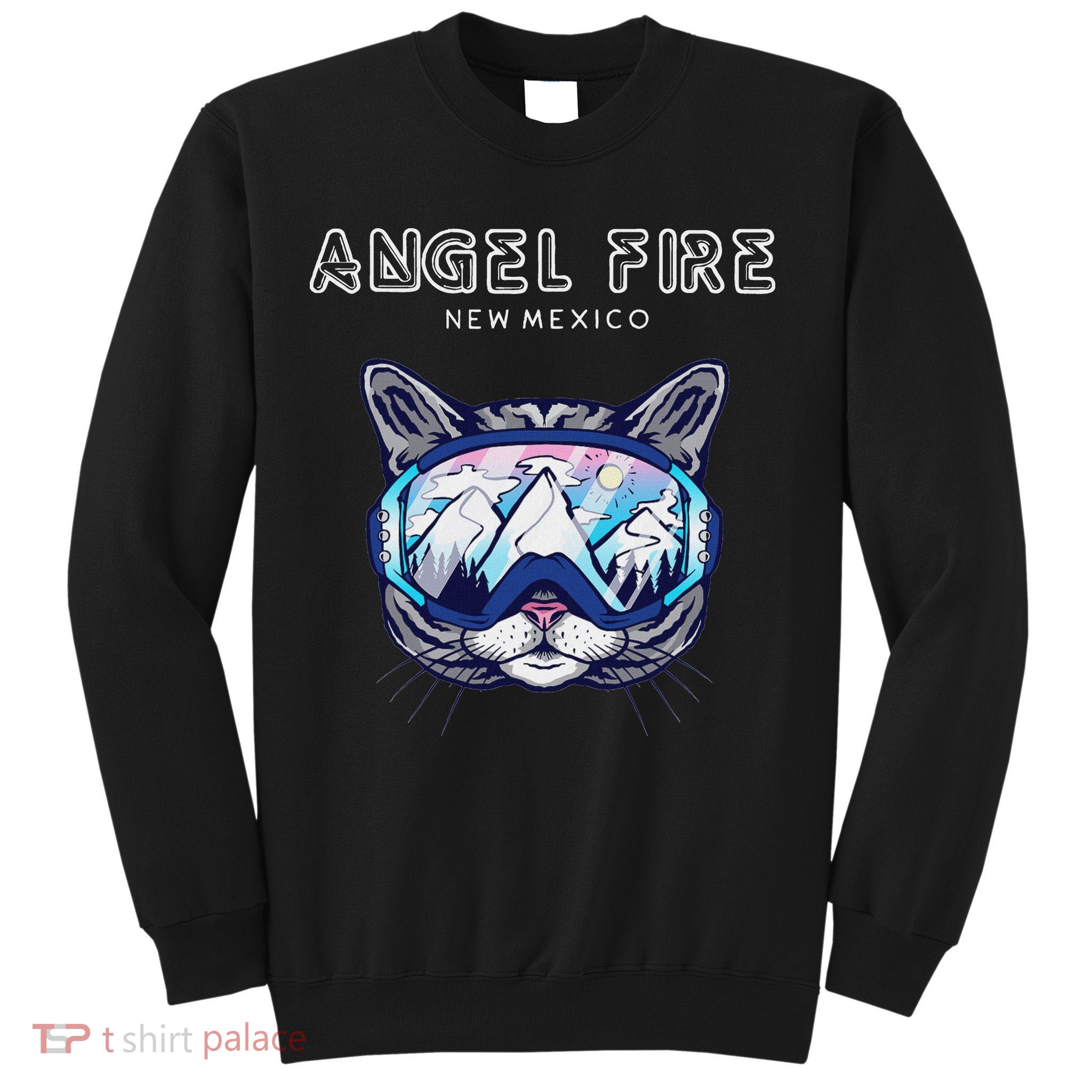 Angel Fire New Mexico Funny Cat Ski Googles Sweatshirt