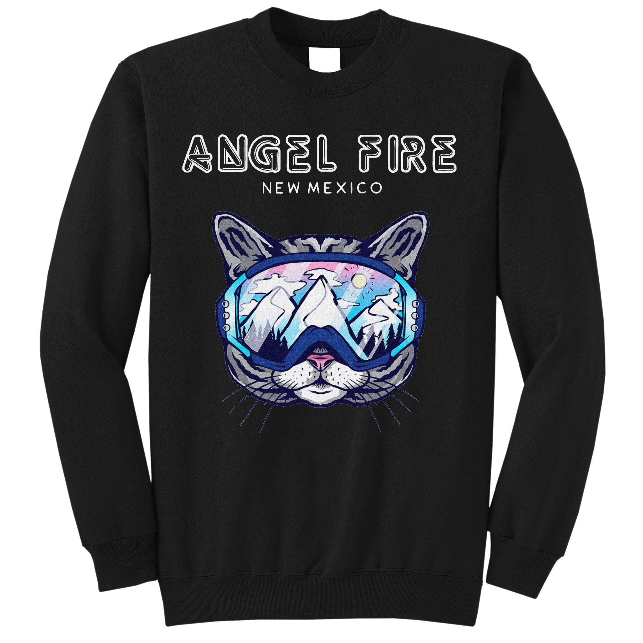 Angel Fire New Mexico Funny Cat Ski Googles Sweatshirt