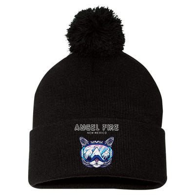 Angel Fire New Mexico Funny Cat Ski Googles Pom Pom 12in Knit Beanie