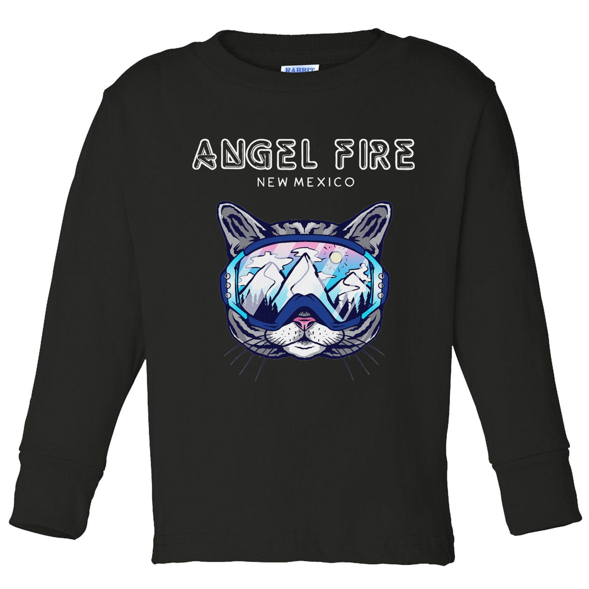 Angel Fire New Mexico Funny Cat Ski Googles Toddler Long Sleeve Shirt