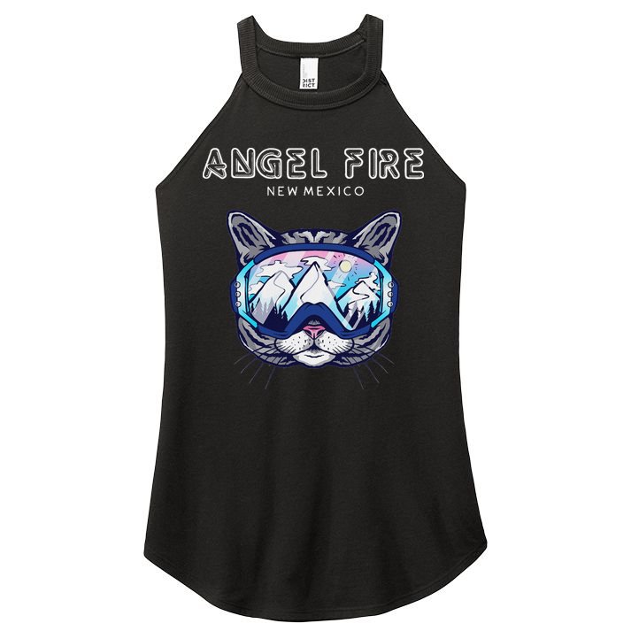 Angel Fire New Mexico Funny Cat Ski Googles Women's Perfect Tri Rocker Tank