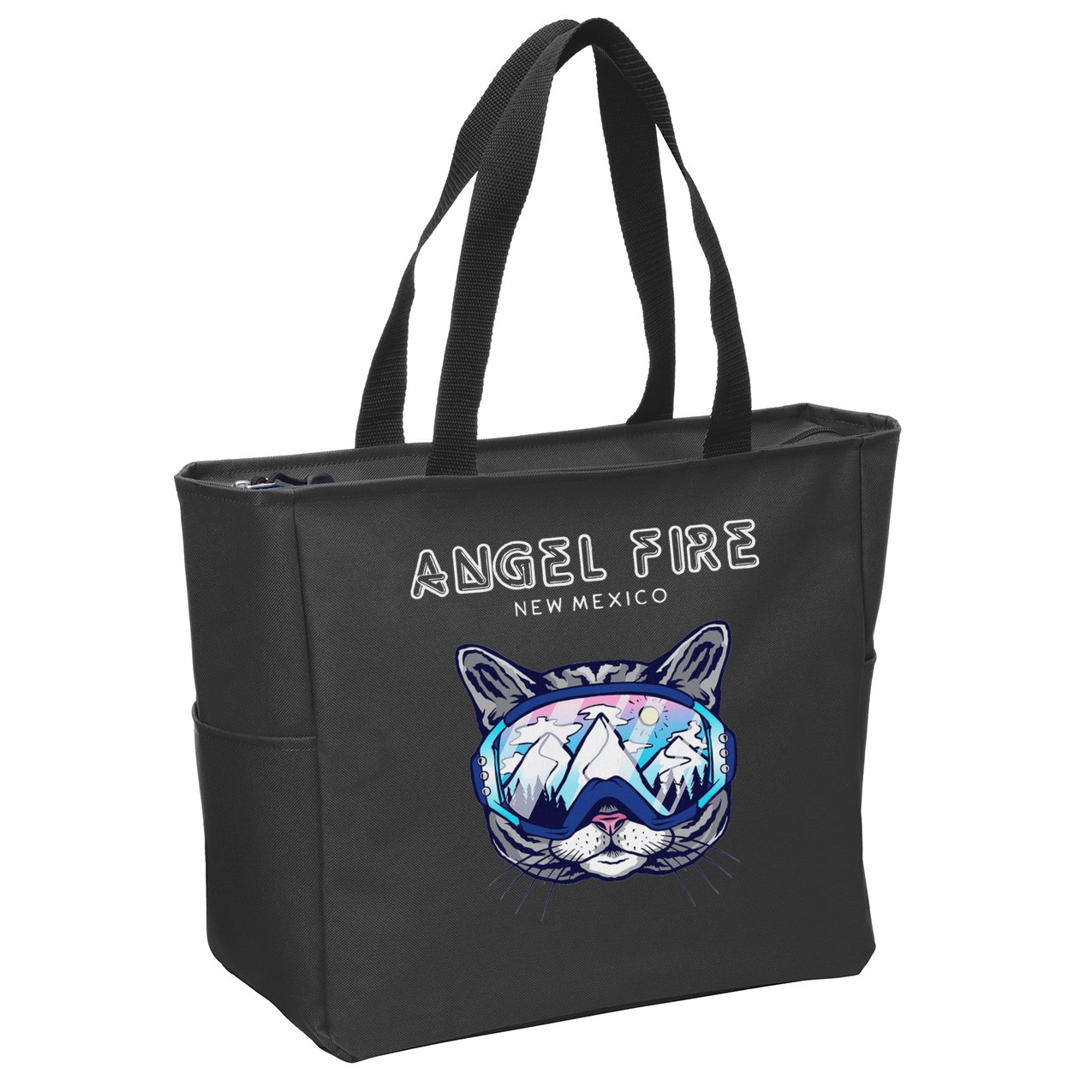 Angel Fire New Mexico Funny Cat Ski Googles Zip Tote Bag