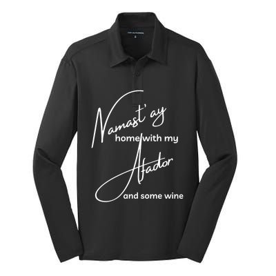 Afador Funny Namastay For Yoga And Dog Lovers Gift Silk Touch Performance Long Sleeve Polo