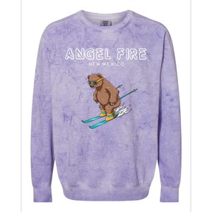 Angel Fire New Mexico Funny Ski Grizzly Bear Meaningful Gift Colorblast Crewneck Sweatshirt