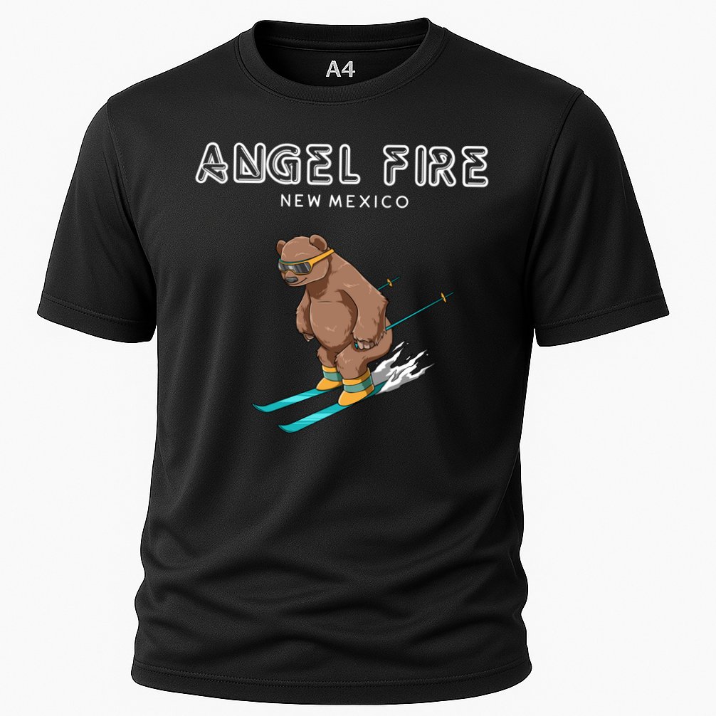 Angel Fire New Mexico Funny Ski Grizzly Bear Meaningful Gift Cooling Performance Crew T-Shirt
