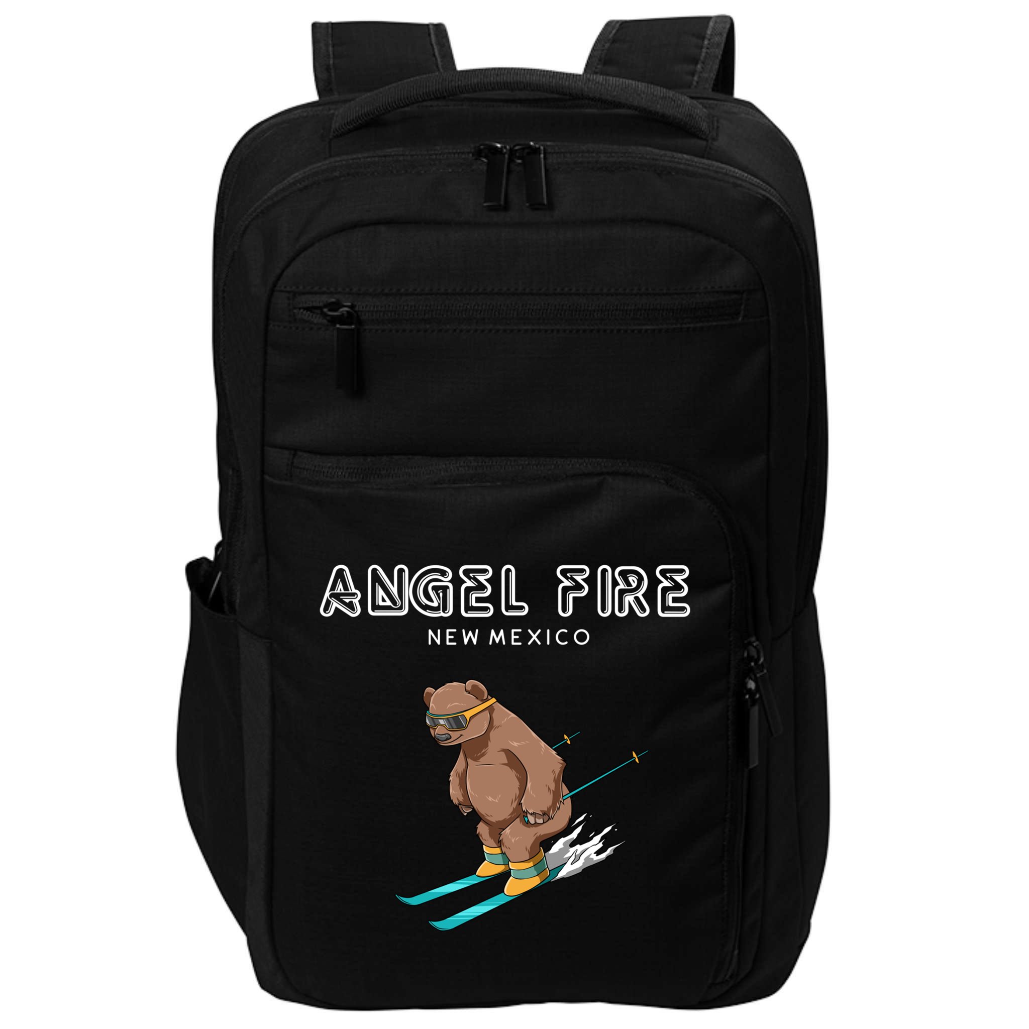 Angel Fire New Mexico Funny Ski Grizzly Bear Meaningful Gift Impact Tech Backpack