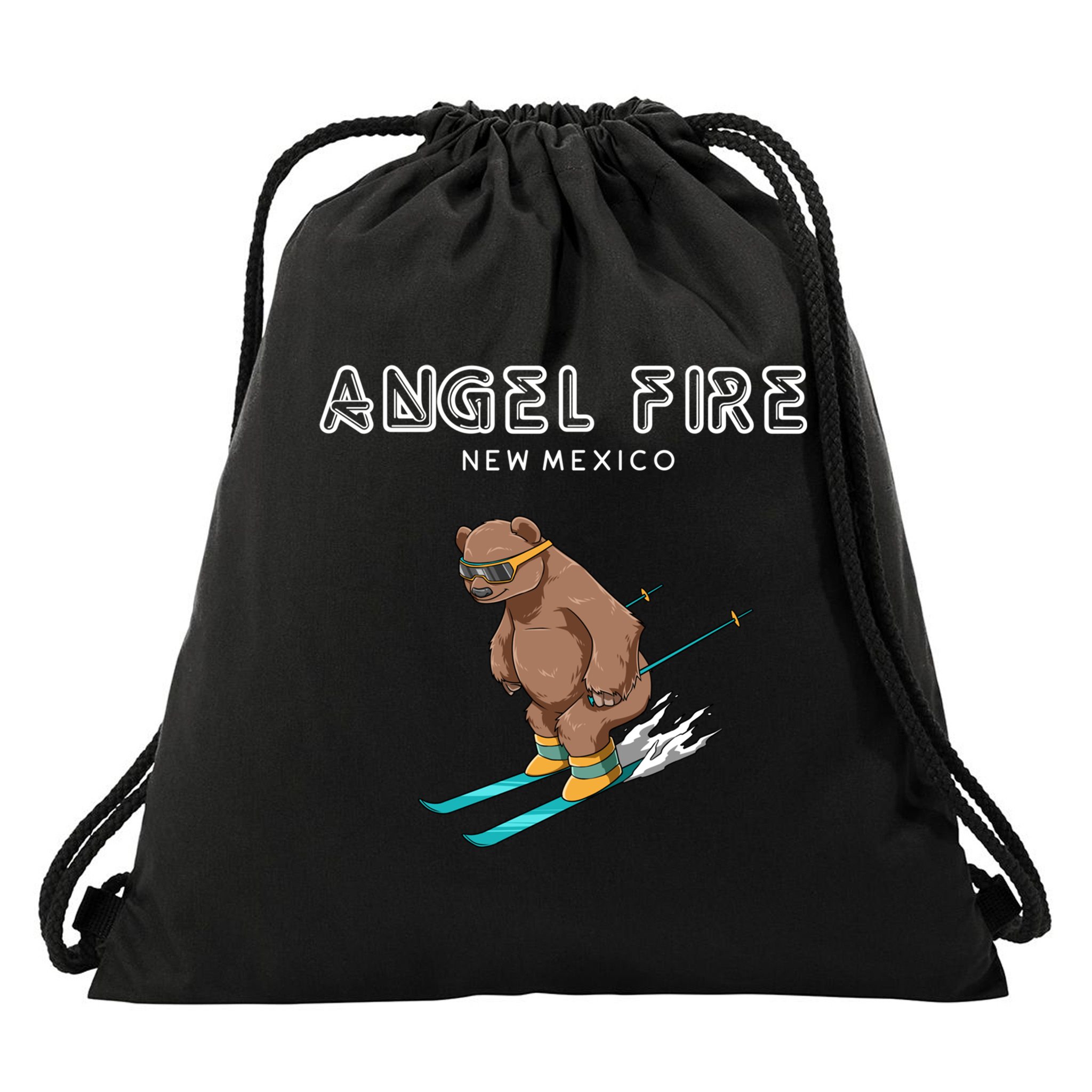 Angel Fire New Mexico Funny Ski Grizzly Bear Meaningful Gift Drawstring Bag