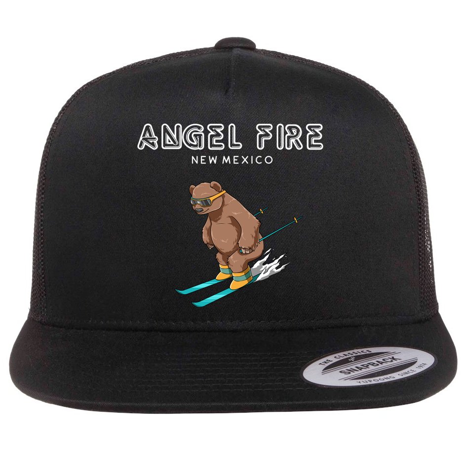 Angel Fire New Mexico Funny Ski Grizzly Bear Meaningful Gift Flat Bill Trucker Hat