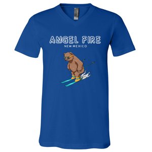 Angel Fire New Mexico Funny Ski Grizzly Bear Meaningful Gift V-Neck T-Shirt