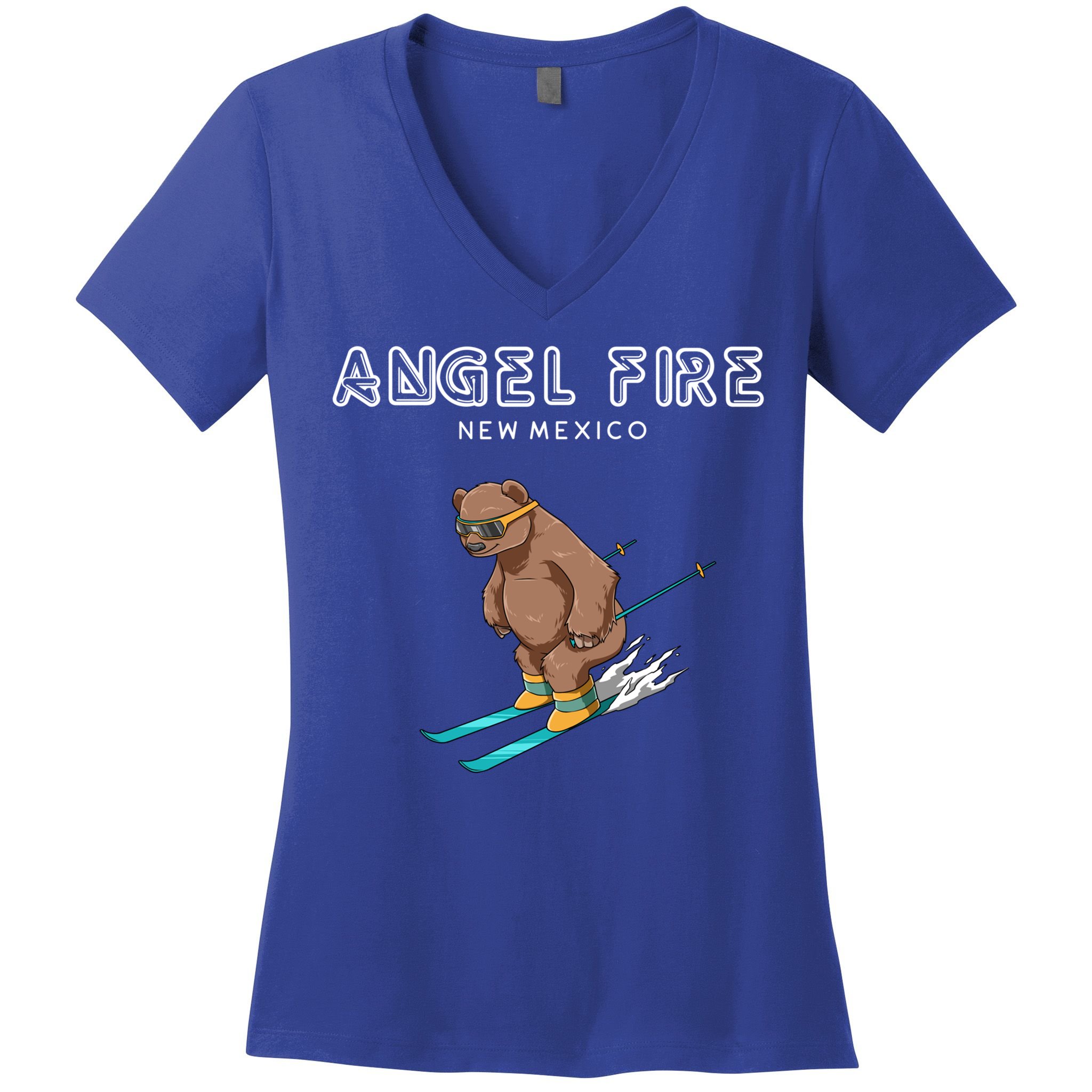 Angel Fire New Mexico Funny Ski Grizzly Bear Meaningful Gift Women's V-Neck T-Shirt