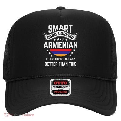 Armenian Flag Native Pride Funny Armenia Armenian Roots High Crown Mesh Back Trucker Hat