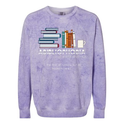 Abibliophobia Fear Of Running Out Of Books To Read Reading Colorblast Crewneck Sweatshirt